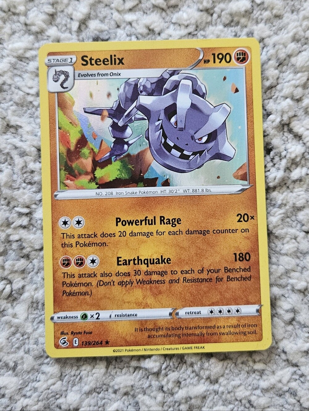 POKEMON TCG Card Steelix Holo Fusion Strike Rare 139/264
